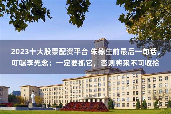 2023十大股票配资平台 朱德生前最后一句话，叮嘱李先念：一定要抓它，否则将来不可收拾